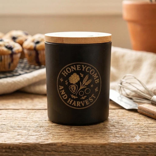 Blueberry Muffin beeswax candle hand poured by Honeycomb & Harvest