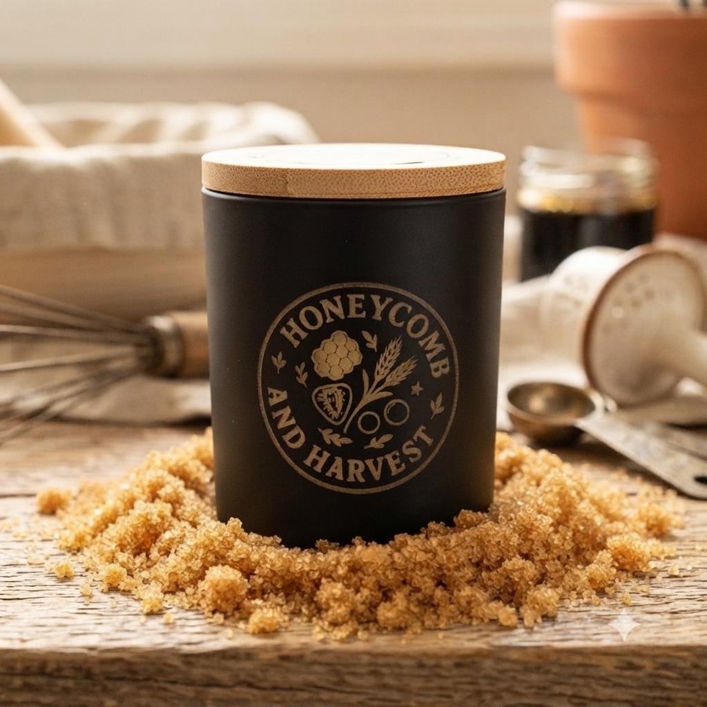 Toasted Brown Sugar beeswax candle hand poured by Honeycomb & Harvest