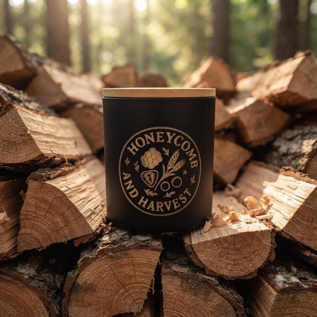 Lumber cedar beeswax candle hand poured by Honeycomb & Harvest