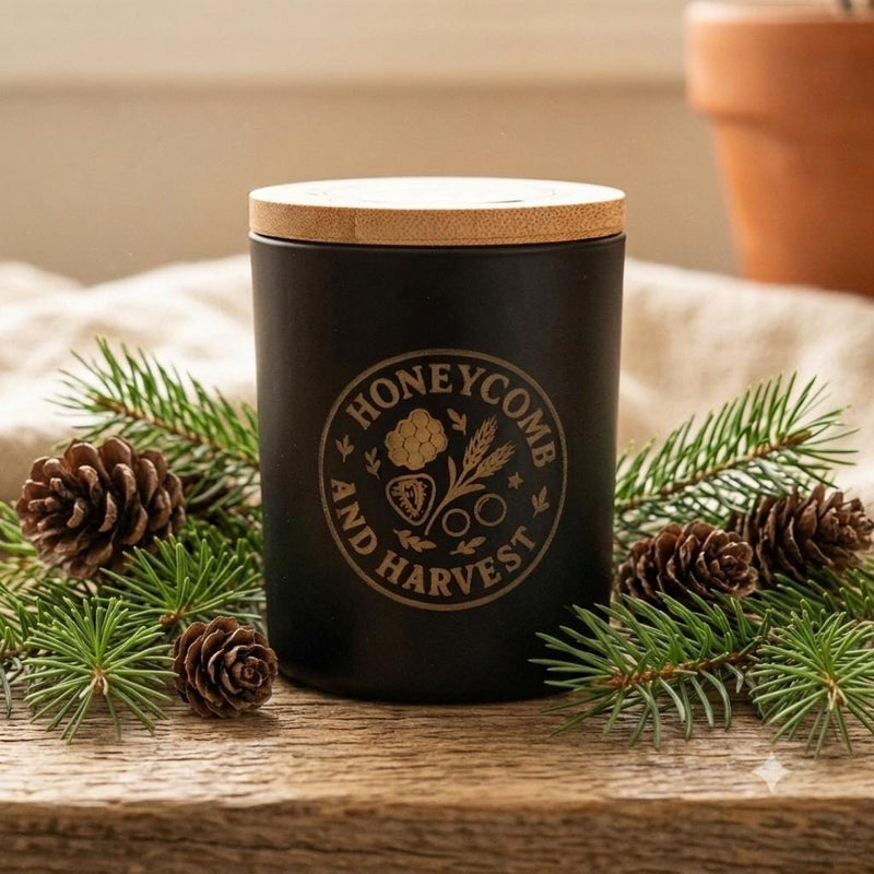 Forest Pine beeswax candle hand poured by Honeycomb & Harvest